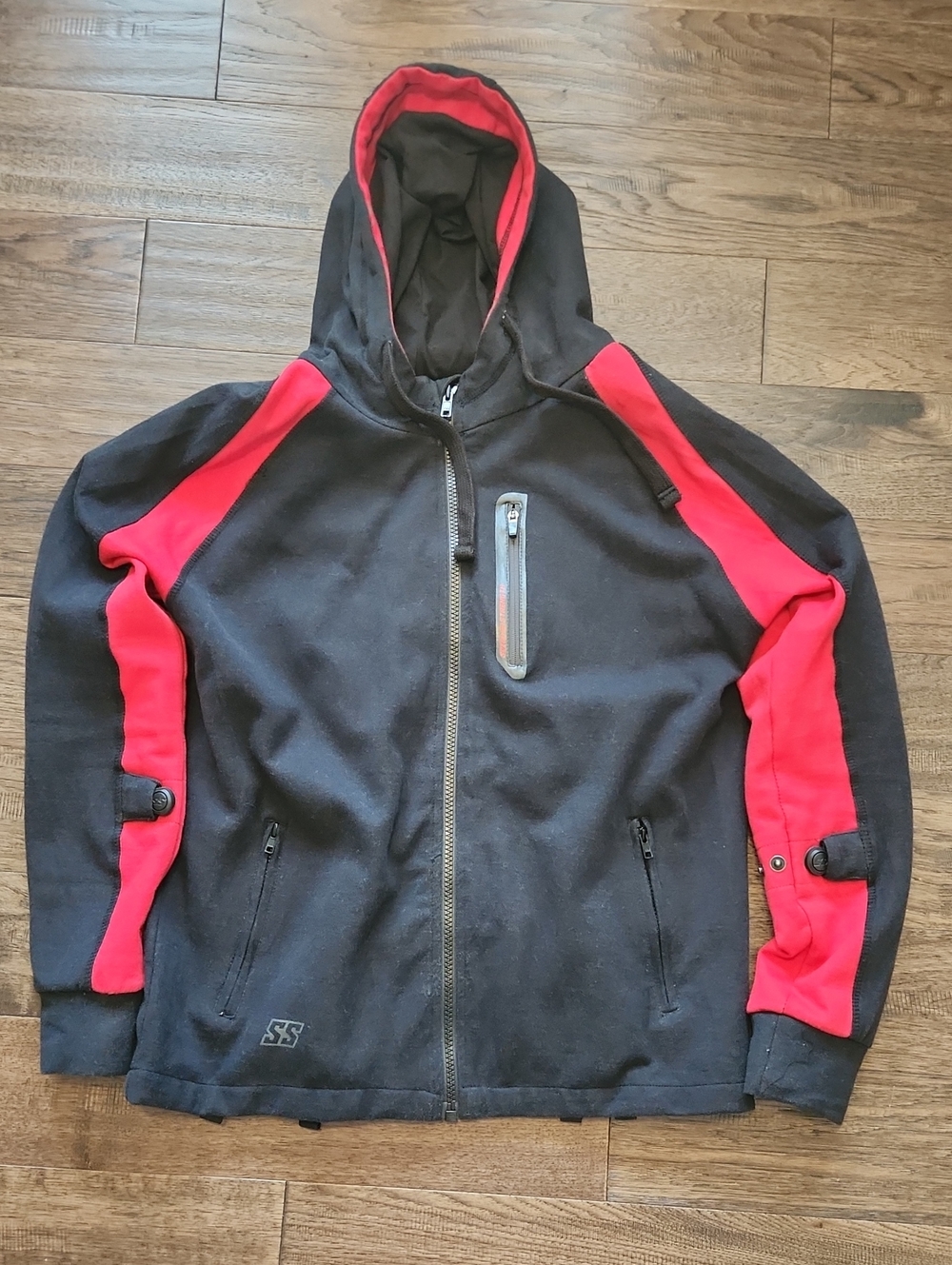 Speed And Strength Armored Men's Black and Red Motorcycle Hoodie Jacket